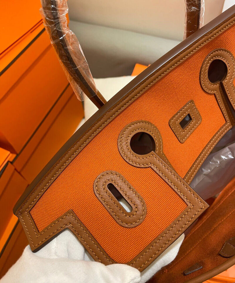 Hermes Birkin 35 Canvas & Swift Leather Cargo Orange